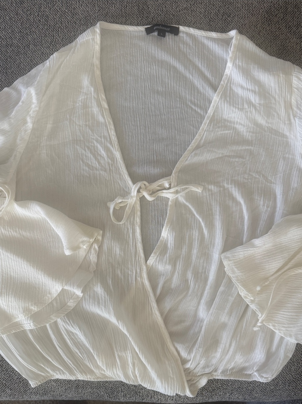 White Gauzy Tie-Front Blouse